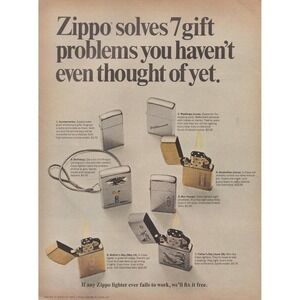 1967 Zippo Lighter Vintage Print Ad Gift Ideas Anniversary Birthday Chrome